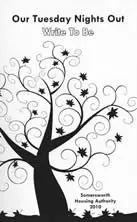 Artistic black tree with swirling branches and star-shaped leaves on white background.