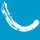 A white swoosh logo on a blue background.