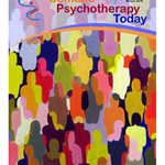 Colorful abstract art on a magazine cover titled Official Psychotherapy Today.
