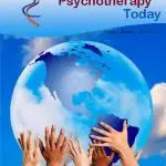 Hands holding up a glowing globe symbolizing global mental health support.