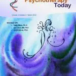 Cover of a psychotherapy journal with abstract purple and blue art and a stylized face.