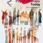 Abstract cover of Psychotherapy Today featuring diverse human figures and hands.