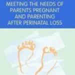 Illustration of baby footprints with text about supporting parents after perinatal loss.