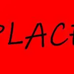 Red background with partial black text 'PLACE'.