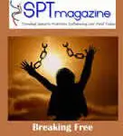 Silhouette of person breaking free from chains, symbolizing liberation.