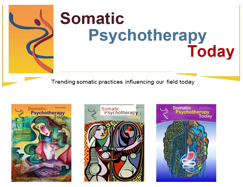 Somatic Psychotherapy Today magazine covers displayed.
