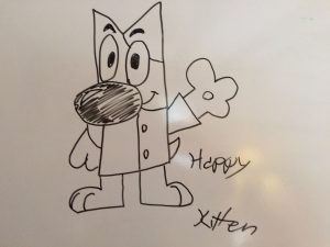 Kitten draws characters and assigns them feelings to understand her own.
