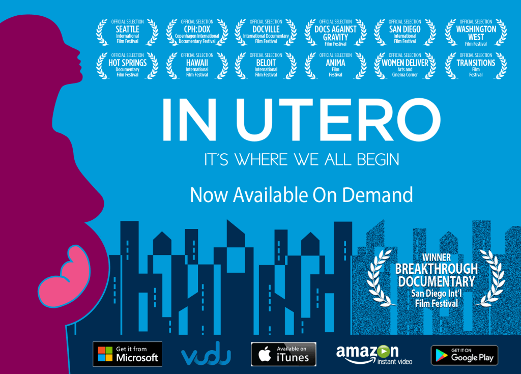 Promotional poster for the documentary 'In Utero' about birth and motherhood.