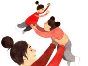 Yes It’s Your Parents Fault A father joyfully lifting his baby in the air.