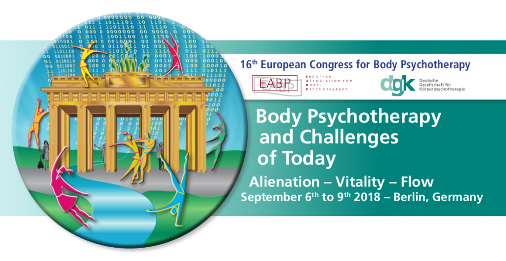 Conference banner for the 16th European Congress for Body Psychotherapy in Berlin, 2018.
