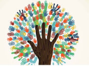 Therapeutic Touch: Research, Practice and Ethics A colorful tree made of handprints with a large hand trunk.