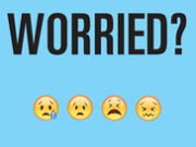 Worried? Science investigates some of life’s common concerns Image showing worried face emojis and a message about science investigating common concerns.