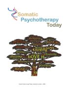 A tree graphic with words about somatic psychotherapy and living in the present.
