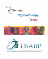 Logo of United States Association for Body Psychotherapy with colorful silhouettes.