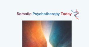 Somatic Psychotherapy Today Volume 16, Number 1 2026 Abstract orange and blue shapes converging